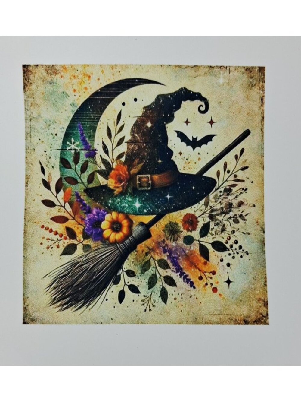 New Witch Hat Pillow Cross-Stitch Kit Printed Canvas & Floss 147x147 Stitches